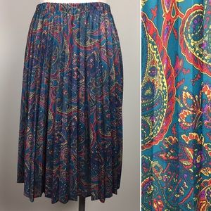 Vintage Pleated Paisley Skirt
